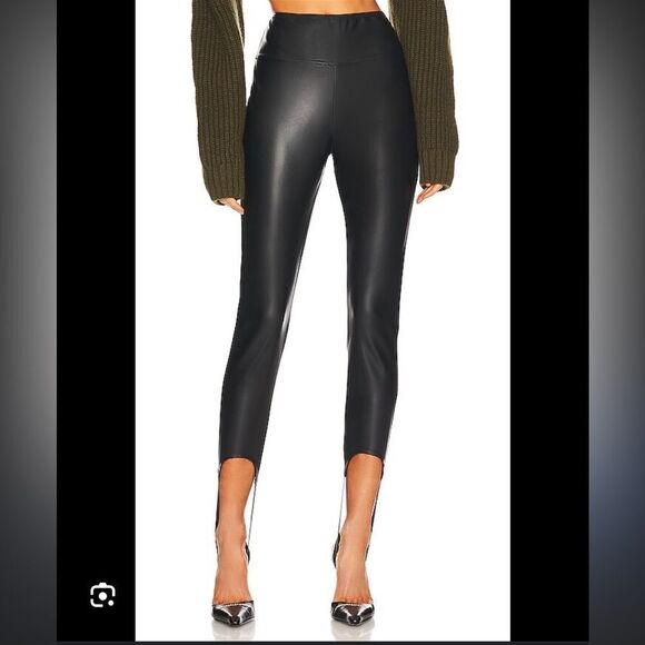 NWT WeWoreWhat Black Faux Leather Stirrup Leggings - Picture 1 of 10